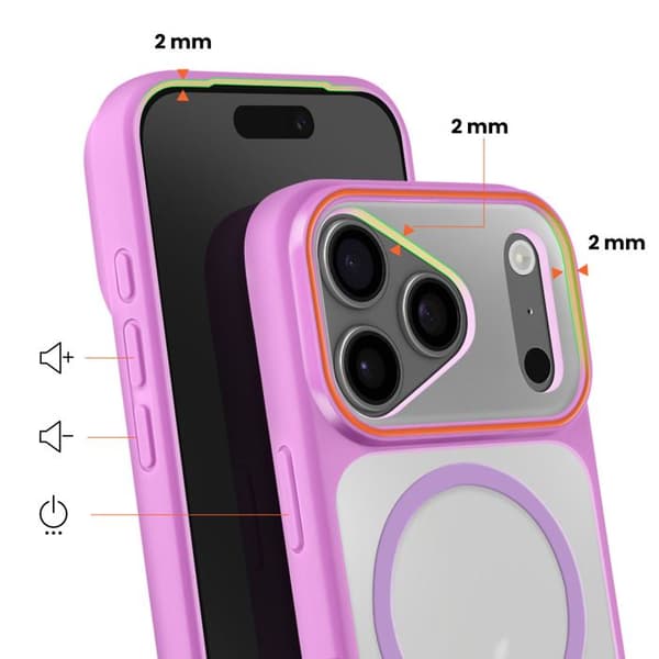 MagSafe-cover til iPhone 17 Pro Max, Bi-materiale beskyttelse, Hård bagside, Lilla Violett