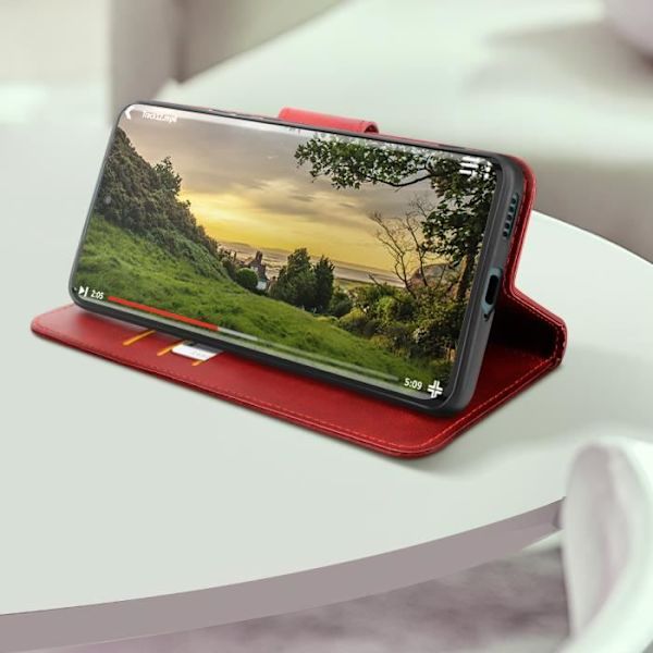 Kotelo Honor Magic 6 Lite 5G Flip Wallet Support -rannehihnalle, viininpunainen