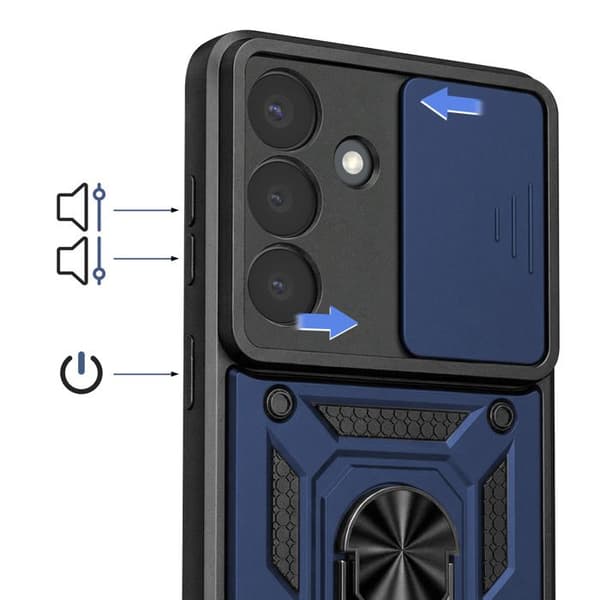 Skyddsfodral för Galaxy S26 Plus med Stödring och Skjutbart Kameraskydd Blå Blå