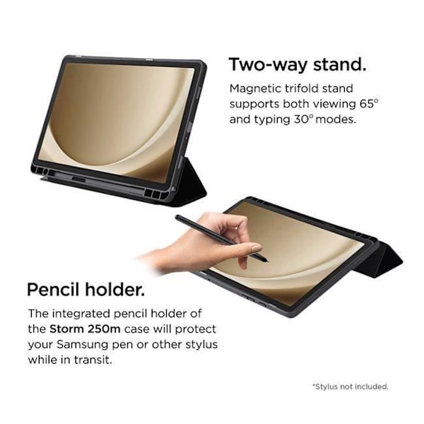 Folioetui Förstärkt - EIGER - Galaxy Tab A9 Plus - Magnetiskt Stöd - TPU - Polykarbonat Svart
