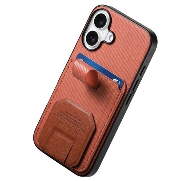 iPhone 17 Kansi Kankaan Efekti, Tuki ja Korttipidike Oranssi Apelsin