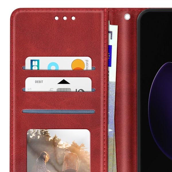 Étui för Oppo Reno 13 F och 13 FS Dragrem Klaff Stöd Plånbok Bordeaux Röd