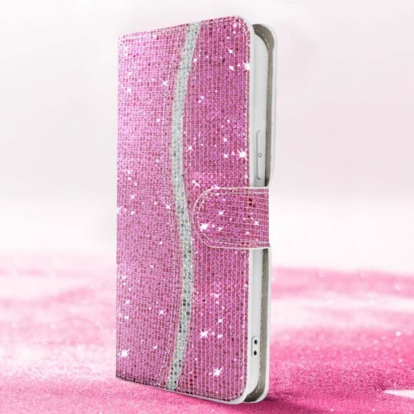 Skal till iPhone 15 Plus - AVIZAR - Glitter Disco - Rosa - Hårt skal - Videostöd Rosa