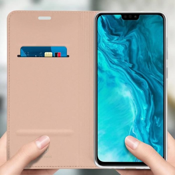 Housse - DUX DUCIS - Honor 9X Lite - Ekologiskt läder - Videostöd - Kortplats Rose Gold Rose guld