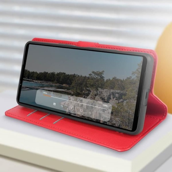 Fodral till Sony Xperia 1 VI Flip Wallet Magnetic Tab Red Röd