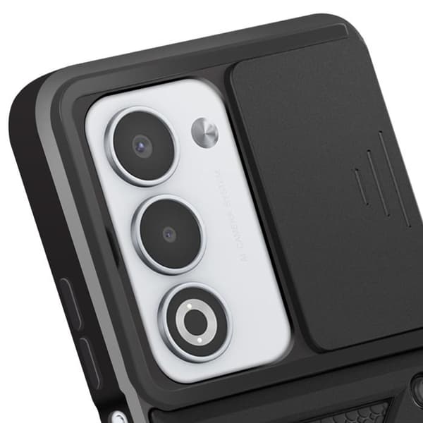 Cover til Oppo A5 - AVIZAR - Stødabsorberende - Støtte Ring - Skydelåge til Kamera - Sort Svart