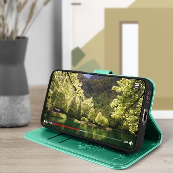 Samsung Galaxy S22 Pung Etui Mandala Tree Forcell Grøn - Fuld beskyttelse og stativ funktion Grön