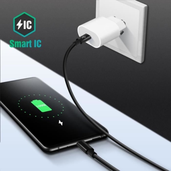 USB Type C Vægoplader - AVIZAR - 20W - Hurtig Opladning - Kompakt Design - Optimeret Sikkerhed Vit