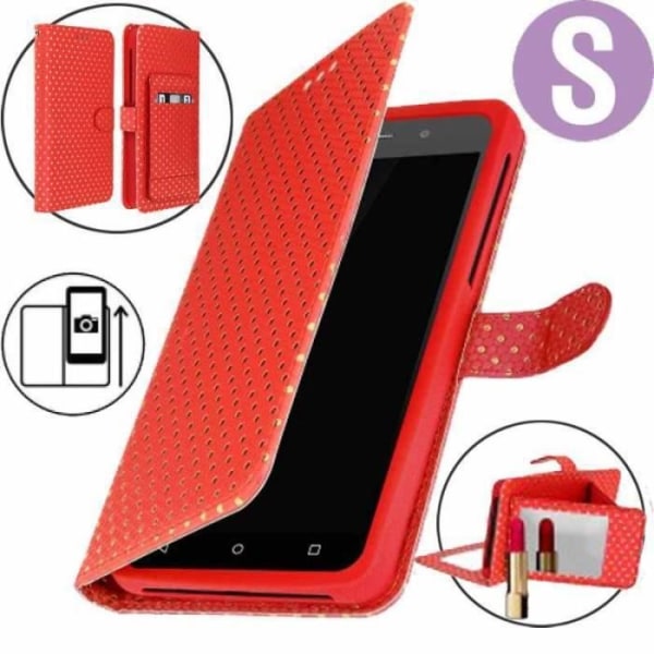 Rött plånboksfodral med guldprickar till HTC Incredible S