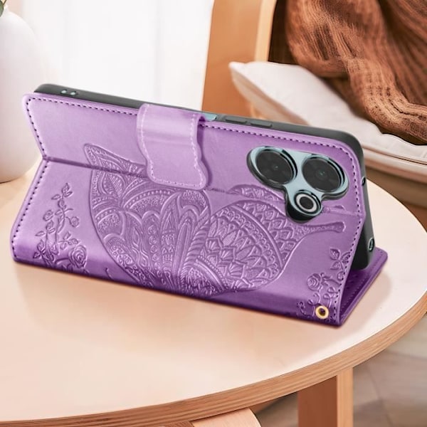 Mandala Butterfly Case til Xiaomi Redmi 13 - AVIZAR - Lilla - Pung håndledsrem Lila