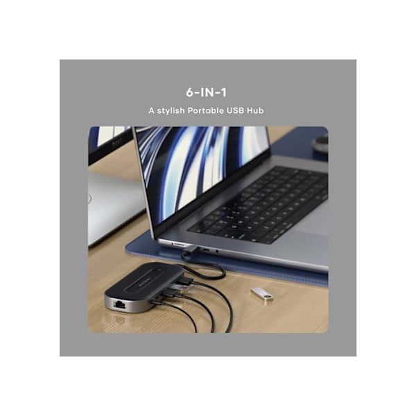 USB-4 Hub - Satechi - 6 i 1 - Ethernet 2.5G - 6 porte - Kompatibel med flere enheder
