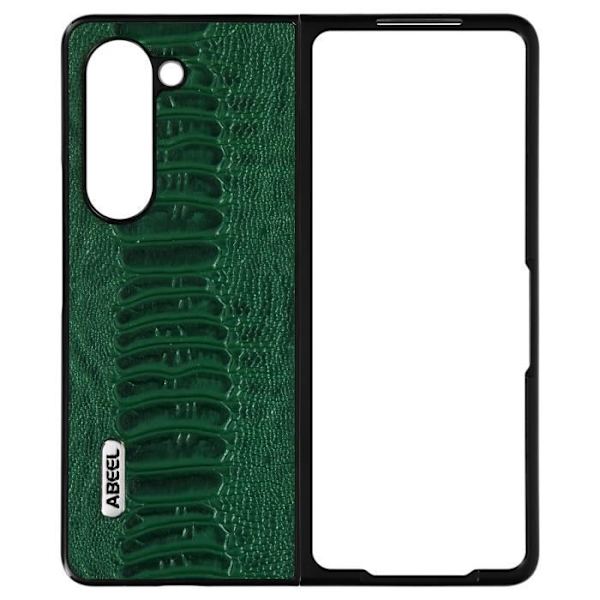 Etui til Samsung Galaxy Z Fold 5 - ABEEL - Hybrid læder slangemønster - Mørkegrøn Grön