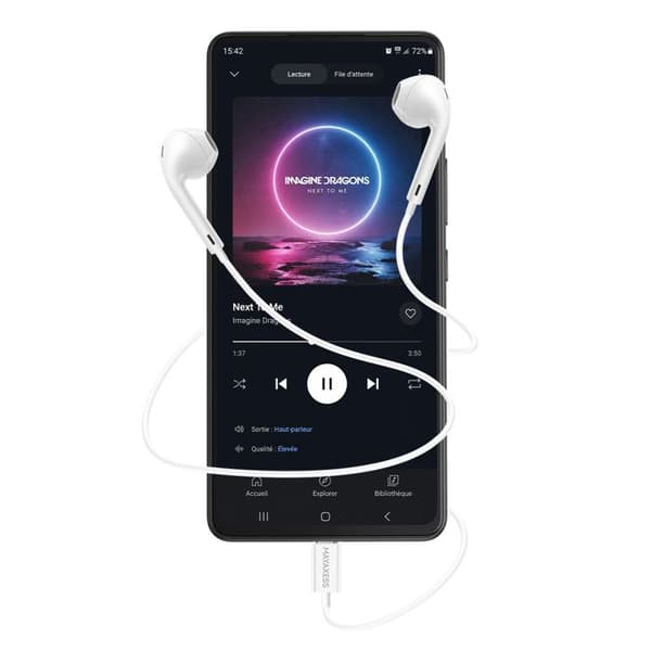 Hörlurar - MAYAXESS - För Galaxy A53 - USB-C - Inbyggd mikrofon - Vit Vit