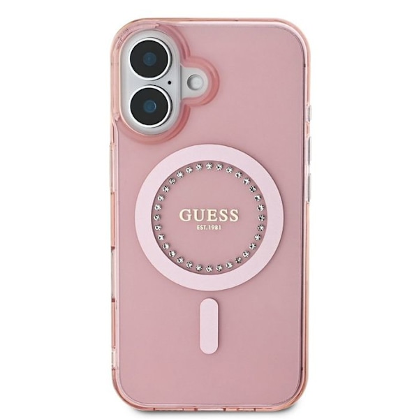 Coque Guess IML Strass MagSafe for iPhone 16 (Vaaleanpunainen)