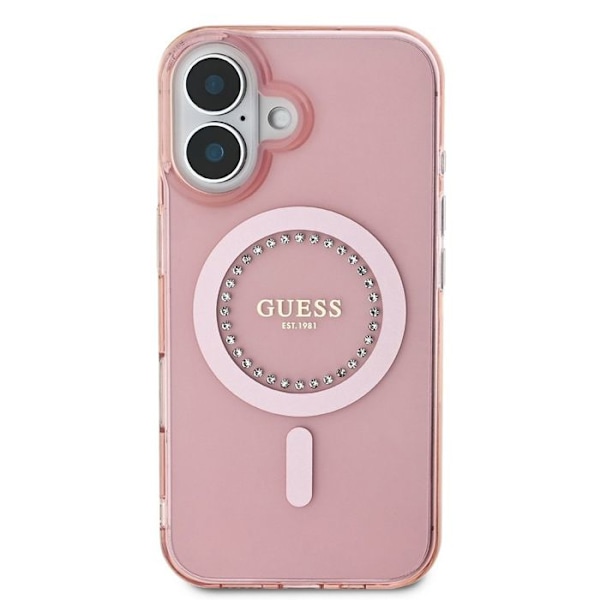 iPhone 16 cover - Guess IML Strass MagSafe (GUHMP16SPFTDTEP) - Pink