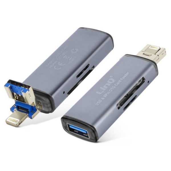 SD / Micro-SD hukommelseskortlæser 2 i 1 OTG funktion 480 Mbps LinQ Grå