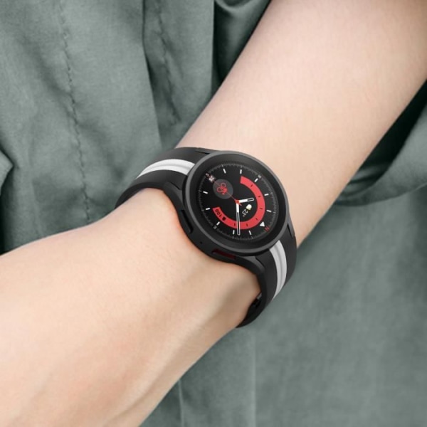 Armband för Galaxy Watch 5 / 5 Pro / 4 Tvåfärgad mjuk silikon Svart / Vit