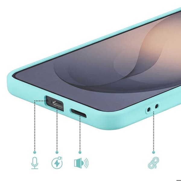 Silicone Soft-Touch-fodral för Galaxy S26 med turkos mikrofiberfoder Blå