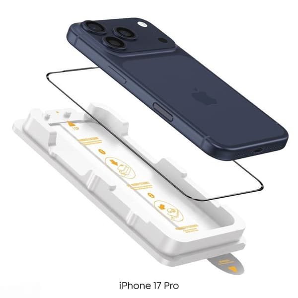 Härdat glas för iPhone 17 Pro Stötsäker med installationskit Magic Box Zanaé Transparent Vit