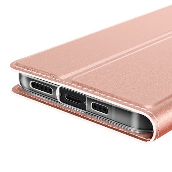 Étui för iPhone 16e Satineffekt Kortficka Stöd För Video Dux Ducis Roséguld Rosa