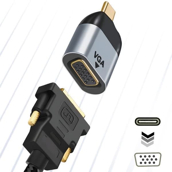 Videoadapter - USB-C - VGA - Opløsning 1080p - Kompakt - Grå