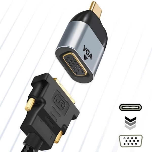 Videoadapteri - USB-C - VGA - Resoluutio 1080p - Kompakti - Harmaa
