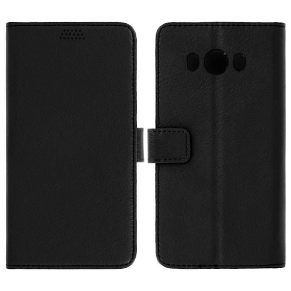 Fodral Etui Folio - Samsung - Galaxy J7 2016 - Svart - Ekoskinn - Stödfunktion Svart