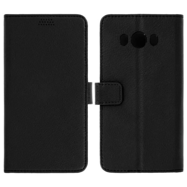 Folio Cover Case - Samsung - Galaxy J7 2016 - Sort - Øko-læder - Støttefunktion Svart