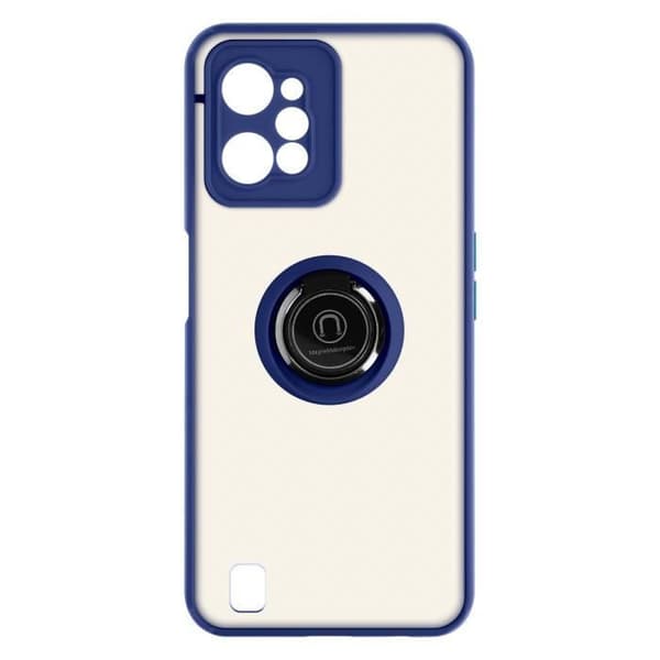 Coque Realme C31 Prime - AVIZAR - Bi-material - Metallring - Videostöd - Blå