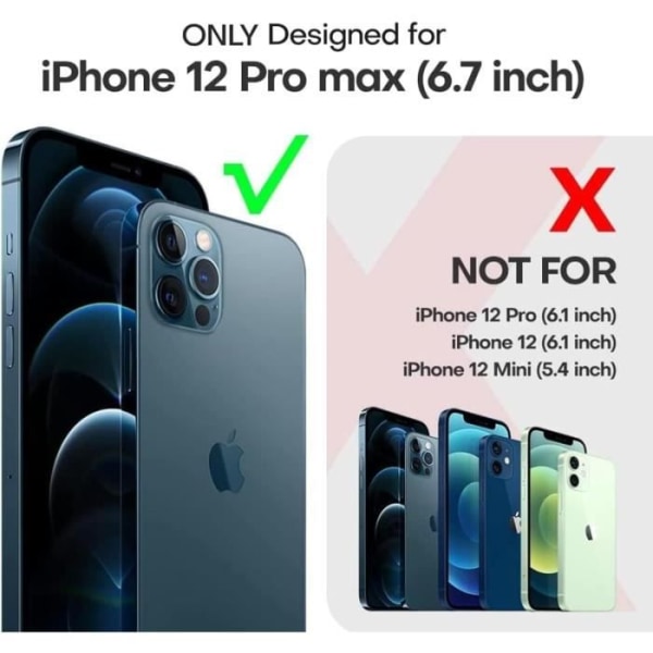 Nauhakuori Iphone 12 Pro Max 6,7 tuumalle, kotelo säädettävällä kaulakorulla Iphone 12 Pro Maxille, 360 asteen täysi suoja[q7303]