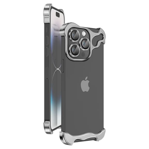 Skydd Design för iPhone 14 Pro Bumper Skal Modell Stål Fodral Silver Grå