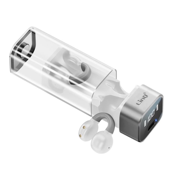 Trådløse høretelefoner Clip Air Conduction Mikrofon Opkald Berøringskontrol LinQ Hvid