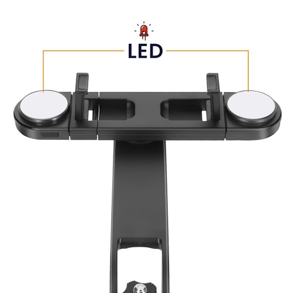 Selfie Stativ för smartphones Dubbel LED Rotativ 360° wiwu Svart