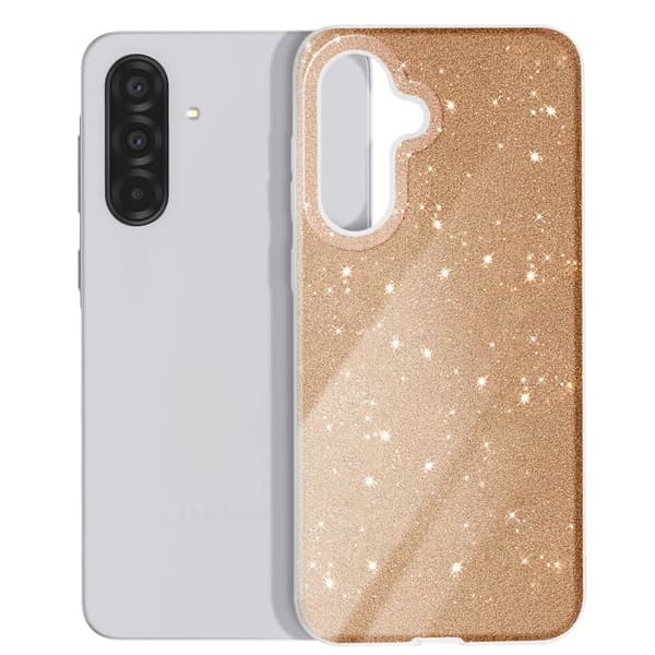 Skydd för Galaxy A37 med bi-materialdesign och glittrig gyllene finish Gul