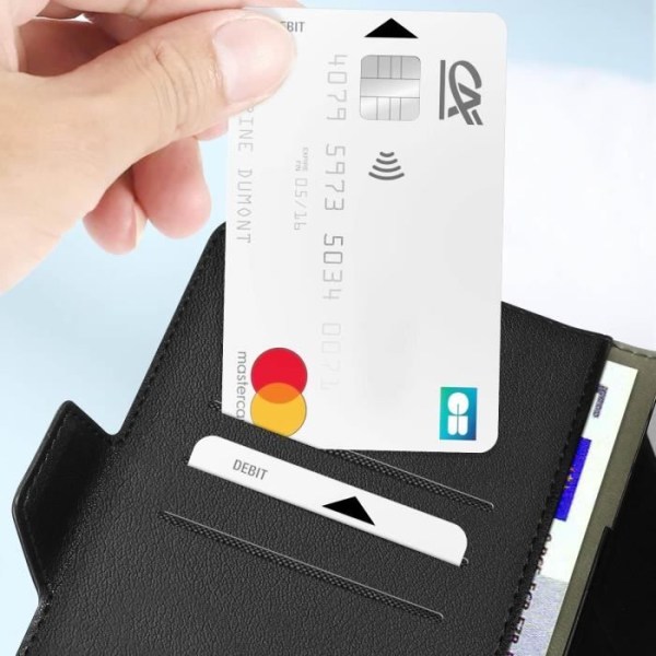 Universal imiteret læder smartphone-etui Myway sort kort- og noteholder Svart