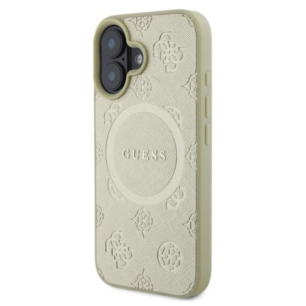 Coque baksida för iPhone 16 Resistenta MagSafe Guess Guld Gul