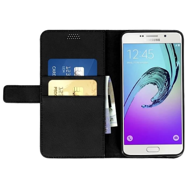 Fodral Etui Folio - Samsung - Galaxy J7 2016 - Svart - Ekoskinn - Stödfunktion Svart