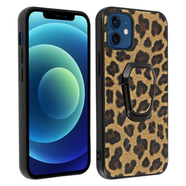 Apple iPhone 12 Mini Leopard Print Case mukautettu jalustatoiminto – ruskea