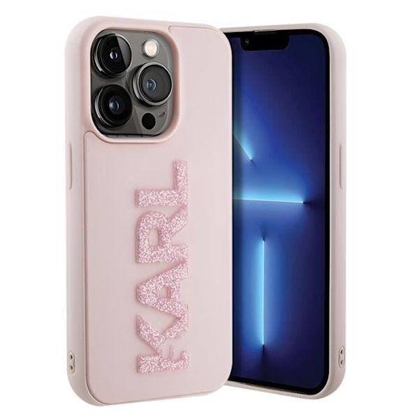 Cover til iPhone 15 Pro Bi-materiale Lædereffekt Bagside Forhøjede kanter Karl Lagerfeld Powder Pink Rosa