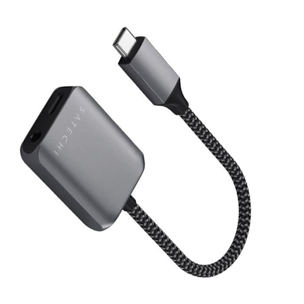 USB-C-USB-C ja 3,5 mm:n liitinsovittimen lataus ja Audio Satechi Silver
