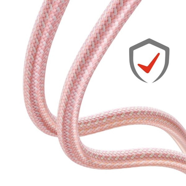 USB-C til USB-C Kabel, Flettet Design, Anti-knude, Swissten, Rosa Rosa