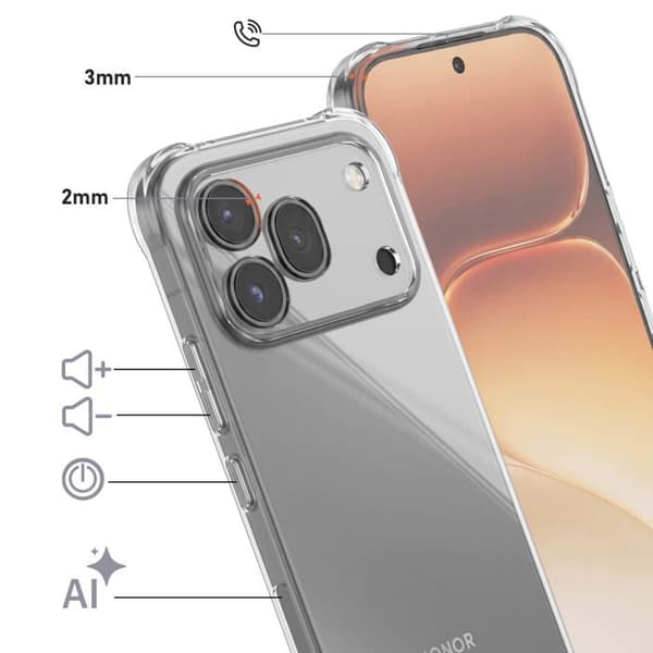 Cover til Honor 600 Pro Stødabsorberende Blød Silikone Gennemsigtig Vit
