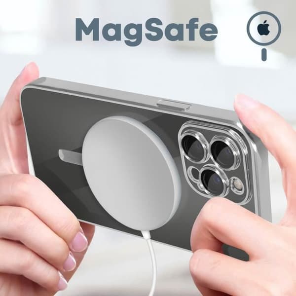 MagSafe-skal - Apple - iPhone 13 Pro Max - Silikon - Silver - Kromad kant Pengar