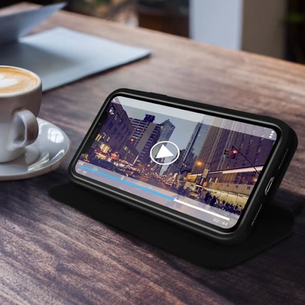Housse iPhone 11 - AVIZAR - Folio Wallet Case - Øko-læder Sort - Støttefunktion Svart