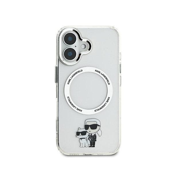 Coque för iPhone 16 Tryckt Karl och Choupette Kompatibel med MagSafe Karl Lagerfeld Transparent Vit