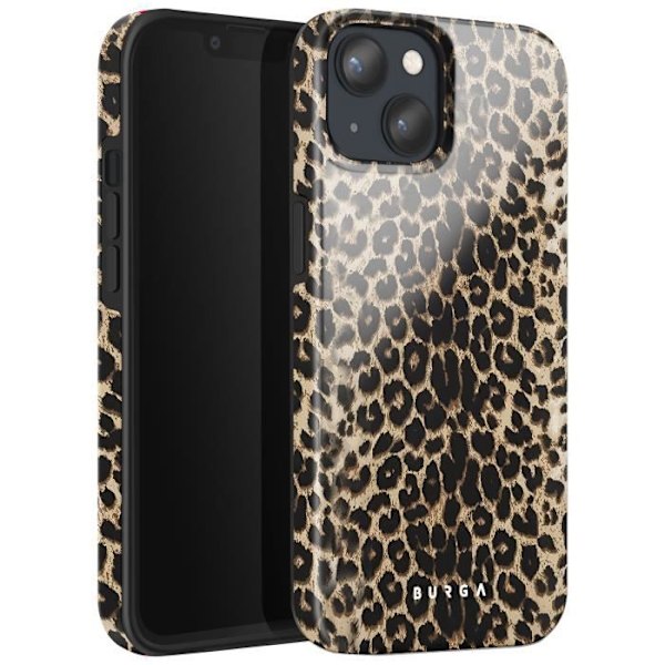 iPhone 13 Iskulaitsi Leopard Elegantti Kohotetut Reunat Burga Musta Svart
