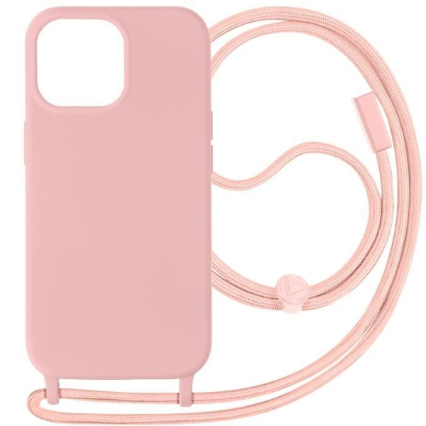 Skal med snöre - Corda - iPhone 15 Pro Max - Rosépuder - Justerbart snöre 80cm - Semi-rigid Puderrosa