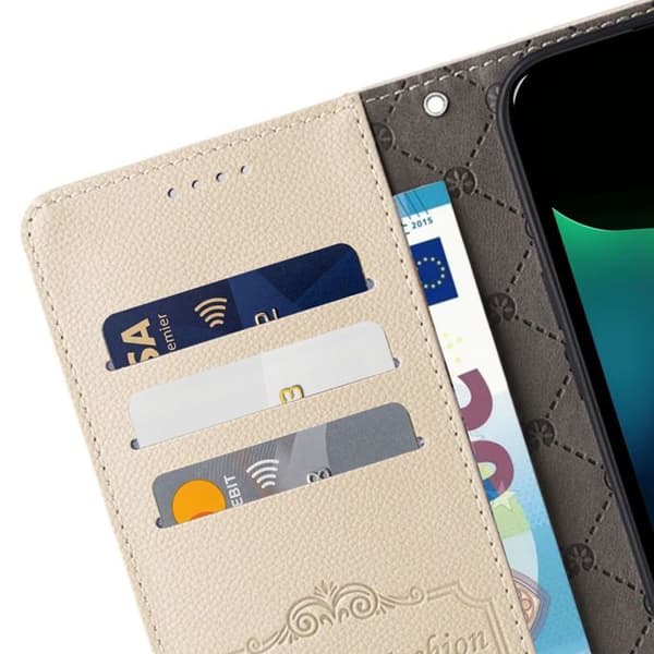 Etui til Xiaomi Redmi 17 Anti-RFID med håndledsrem og støtte i beige beige
