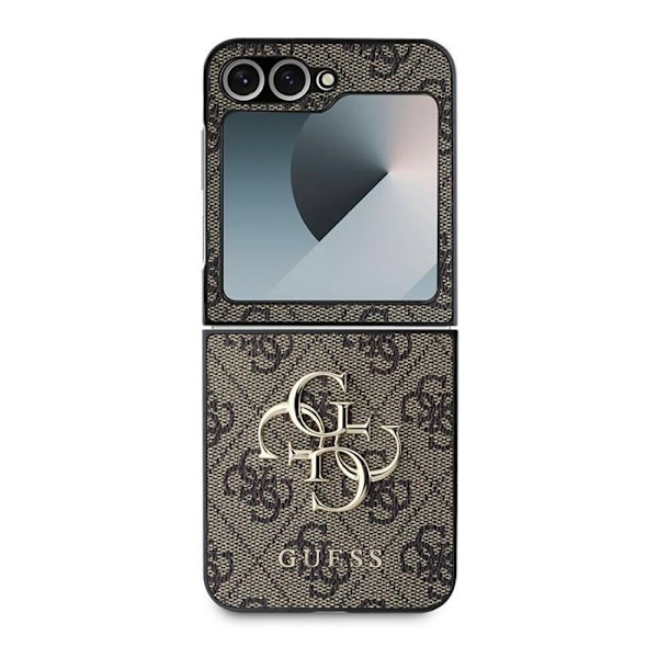 Etui til Samsung Galaxy Z Flip6 - Guess Leather 4G Metal Logo (GUHCZZF64GMGBR) - Brun