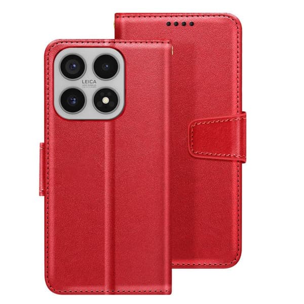 Plånboksfodral för Xiaomi 17 med Fällbar Stödfunktion Röd Röd
